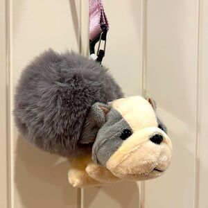 Bulldog and BIG Pom Keychain NWT